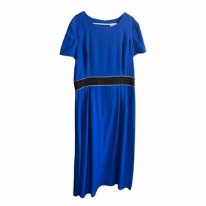 Talbots Blue Dress with Black Trim - Women's Size 16